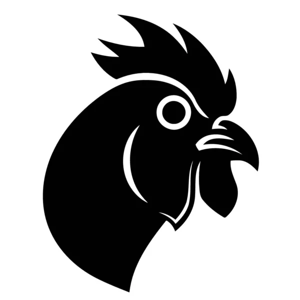 Siyah Beyaz Minimalist Vektör Illüstrasyonunda Tavuk Kuş Kafası — Stok Vektör