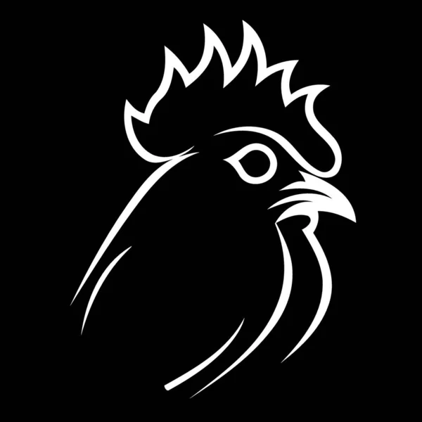 Cabeza Pollo Animal Pájaro Blanco Negro Ilustración Vectorial Minimalista — Vector de stock
