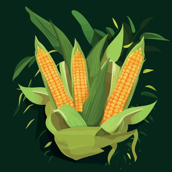 Maíz Maduro Mazorca Alimento Vegetal Colorido Vector Ilustración — Vector de stock