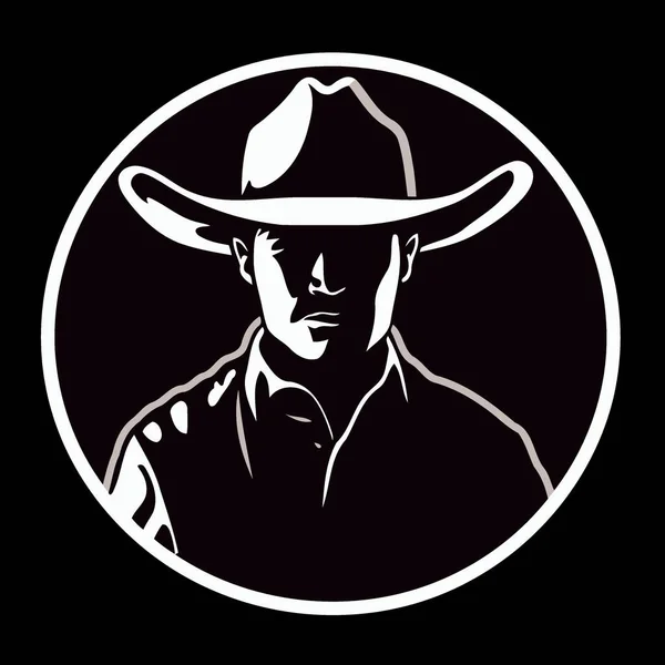 Cowboy Cara Homem Com Chapéu Minimalista Vetor Ilustração — Vetor de Stock