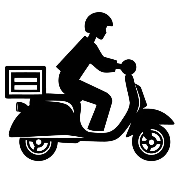 Serviço Entrega Motociclista Ilustração Vetor Minimalista —  Vetores de Stock