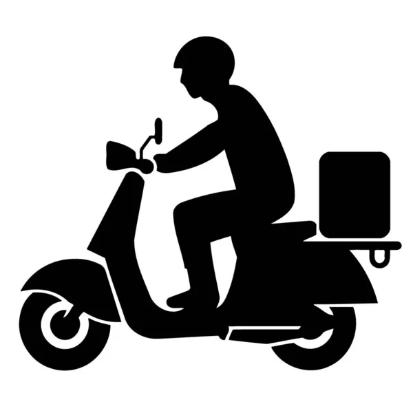 Serviço Entrega Motociclista Ilustração Vetor Minimalista — Vetor de Stock