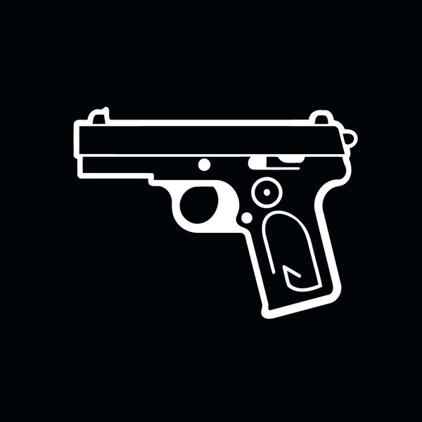 short gun pistol minimalistic vector illustration
