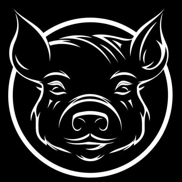 Pig Farm Animal Farm Mammal Head Isolated Vector Illustration - Stok Vektor