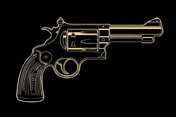 Pistola Corta Revólver Ilustración Vector Minimalista — Vector de stock