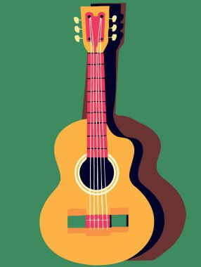 sarı gitar enstrümanı minimalist vektör çizimi