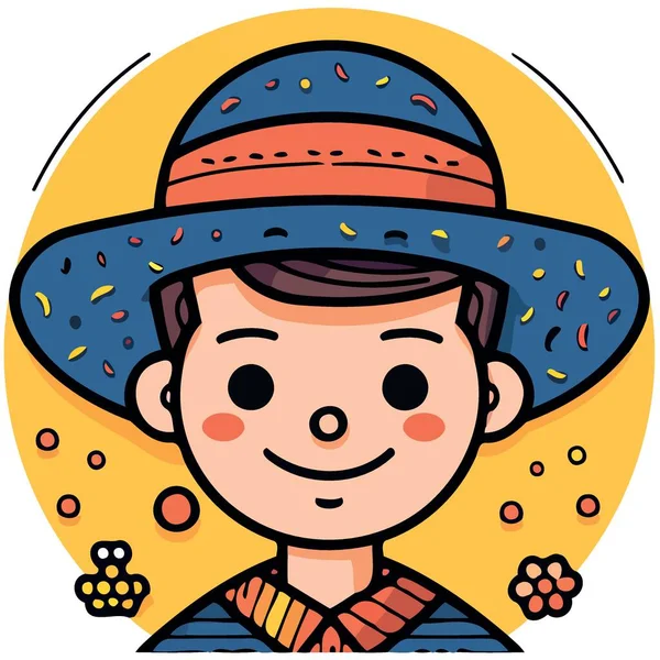 Bambino Ragazzo Indossa Cappello Festa Junina John Giorno Brasiliano Festa — Vettoriale Stock