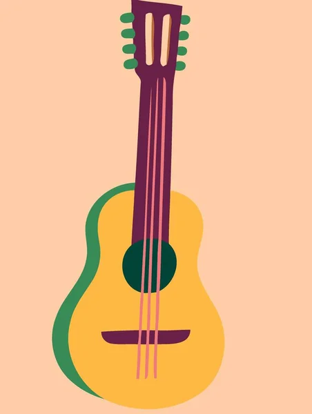 Guitarra Amarela Instrumento Musical Ilustração Vector Minimalista — Vetor de Stock