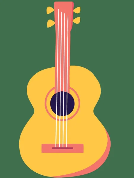 Guitarra Amarela Instrumento Musical Ilustração Vector Minimalista — Vetor de Stock