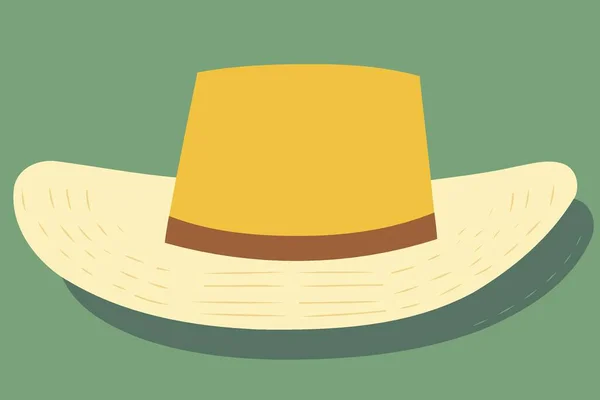Κίτρινο Ψάθινο Καπέλο Αντικείμενο Μινιμαλιστική Διανυσματική Απεικόνιση — Διανυσματικό Αρχείο