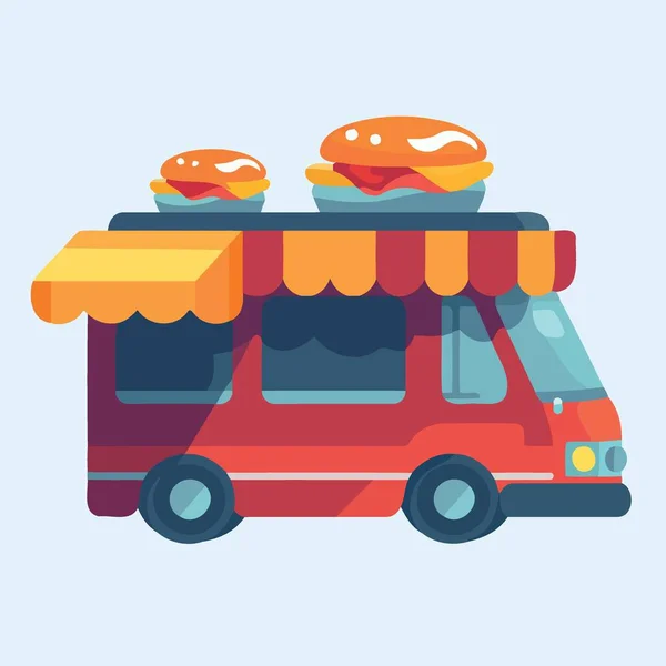 Illustration Vectorielle Minimaliste Véhicule Camion Alimentaire Rouge — Image vectorielle