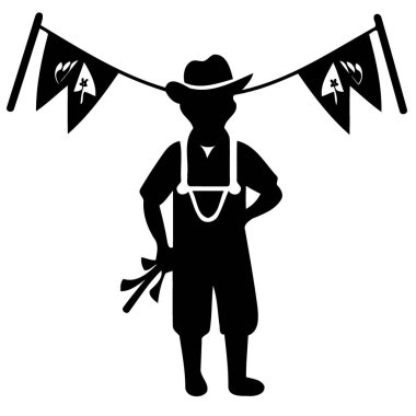 Şenlik Junina için şapka takan çocuk ya da Aziz John Günü Brezilya şenlik minimalist vektör çizimi