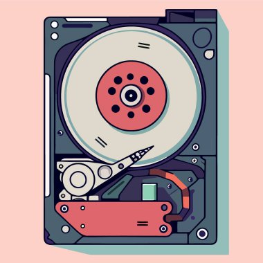 Modern sabit disk minimalist vektör illüstrasyonunu aç