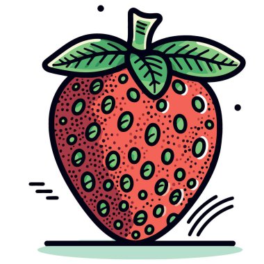 yiyecek kırmızı meyve çileği minimalist vektör illüstrasyonu