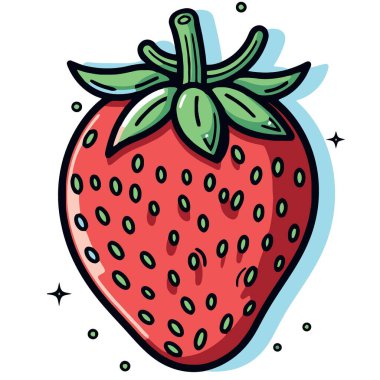 yiyecek kırmızı meyve çileği minimalist vektör illüstrasyonu