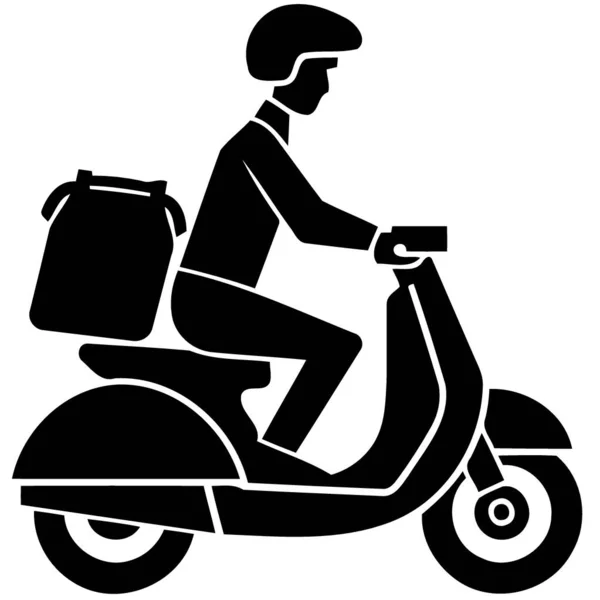 Uomo Guida Consegna Moto Minimalista Vettoriale Illustrazione — Vettoriale Stock