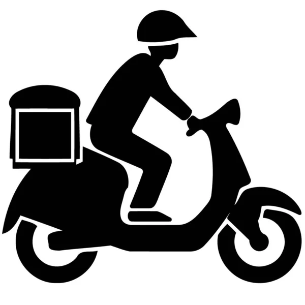 Homem Condução Entrega Moto Minimalista Vetor Ilustração —  Vetores de Stock