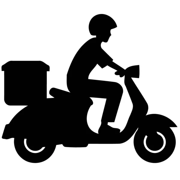 Uomo Guida Consegna Moto Minimalista Vettoriale Illustrazione — Vettoriale Stock