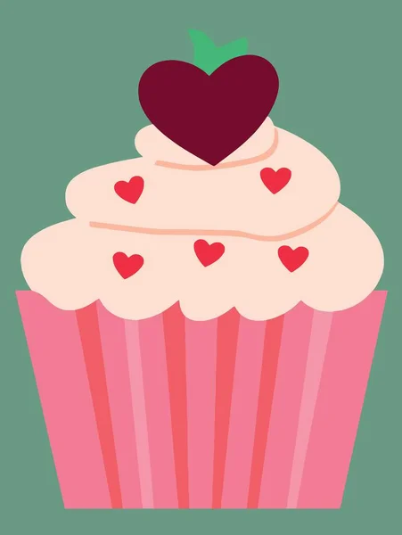 Mat Söt Rosa Cupcake Minimalistisk Vektor Illustration — Stock vektor