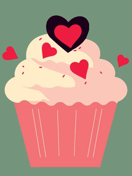 Élelmiszer Édes Rózsaszín Cupcake Minimalista Vektor Illusztráció — Stock Vector
