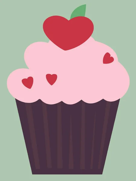 Food Sweet Pink Cupcake Minimalist Vector Illustration — Stock Vector