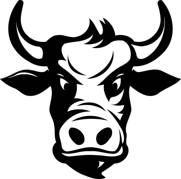 黑白奶牛头标识简约向量图解 — 图库矢量图片