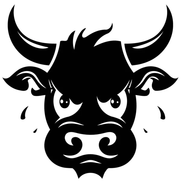 Logo Tête Vache Noir Blanc Illustration Vectorielle Minimaliste — Image vectorielle