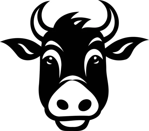 黒と白の牛の頭のロゴのミニマリストベクトルイラスト — ストックベクタ
