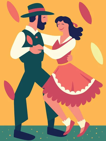 Couple Dancing Festa Junina Minimalist Vector Illustration — Stock Vector