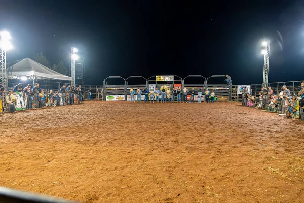 Itaja Goias Brazil 2023 Rodeo Participants Saying Prayer Rodeo Arena — Stock Photo, Image