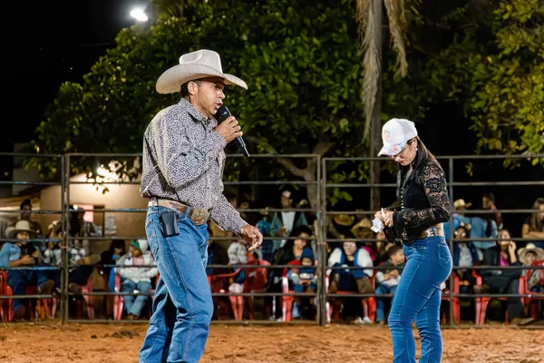 Itaja Goias Brazil 2023 Regional Rodeo Announcement Cer Microphone Rodeo — 图库照片