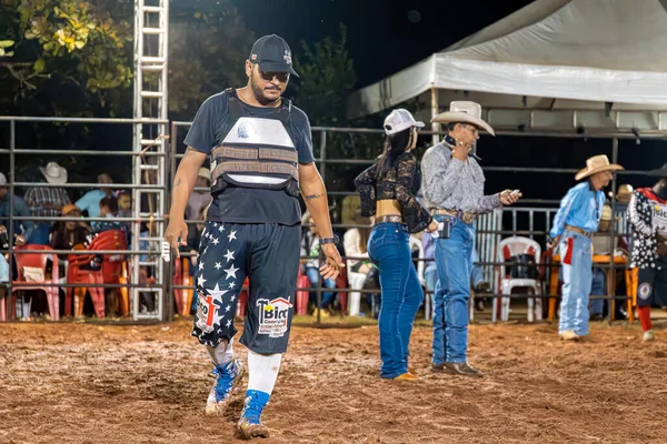 Itaja Goias Brazil 2023 Bull Riding Rodeo Life Saver Arena — Stock Photo, Image