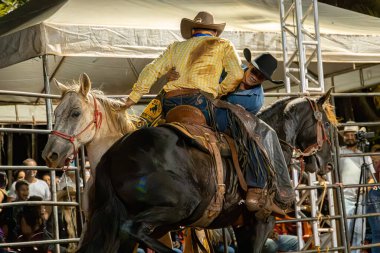 Itaja, Goias, Brezilya - 04 22 2023: cutiano adı verilen rodeo etkinliği