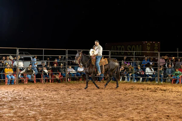 Itaja Goias Brasil 2023 Apertura Rodeo Equitación Una Arena Por — Foto de Stock