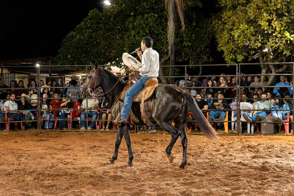 Itaja Goias Brasil 2023 Apertura Rodeo Equitación Una Arena Por — Foto de Stock