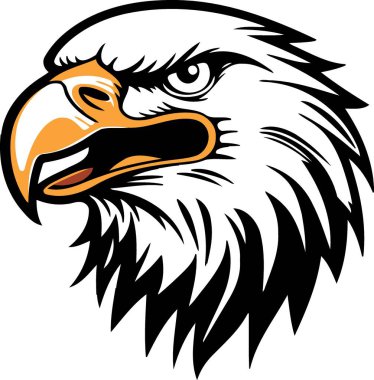 kartal başı siyah beyaz ve sarı minimalist vektör çizimi