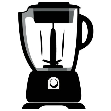 Mutfak gereçleri karıştırıcısı siyah beyaz siluet minimalist vektör çizimi