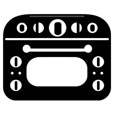 fırın mutfak nesnesi siyah ve beyaz minimalist vektör çizimi