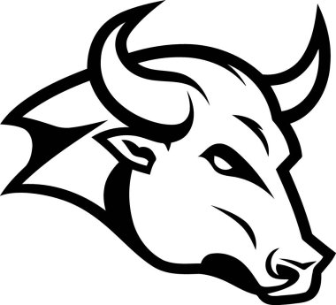 Siyah ve beyaz inek başlı logo minimalist vektör çizimi