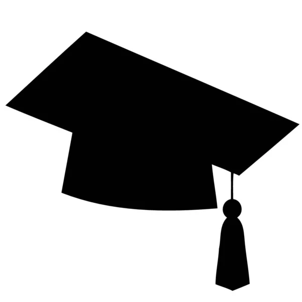 Graduation Hat Gown Black White Silhouette Minimalist Vector Illustration — Stock Vector