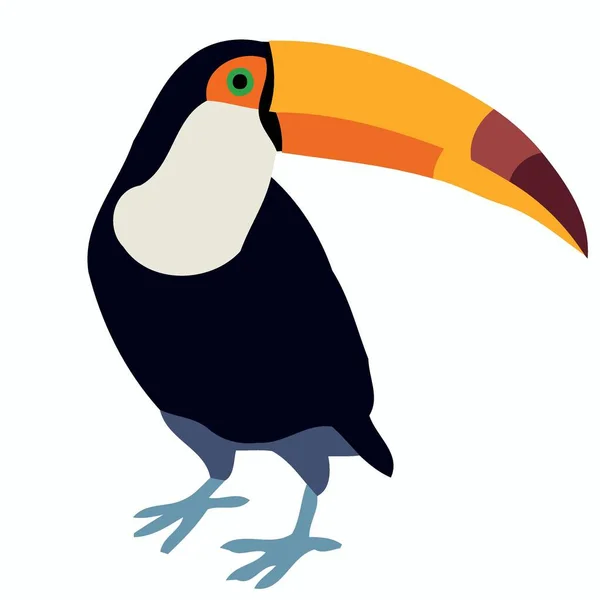 Ζώο Πουλί Toucan Στέκεται Μινιμαλιστική Διανυσματική Απεικόνιση — Διανυσματικό Αρχείο