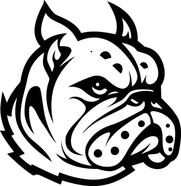 Bulldog Cabeça Cão Preto Branco Ilustração Vetor Minimalista —  Vetores de Stock