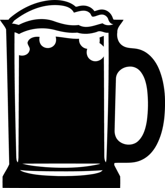 Ilustração Vetor Minimalista Caneca Cerveja Preta Branca —  Vetores de Stock