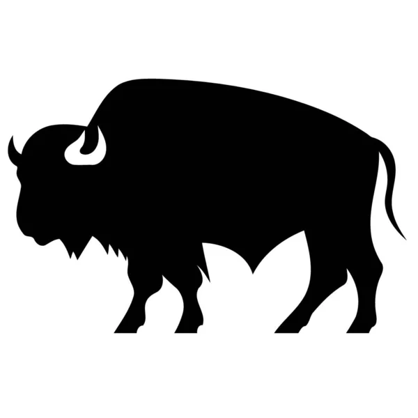 Černá Silueta Bizoního Zvířete Minimalistická Vektorová Ilustrace — Stockový vektor