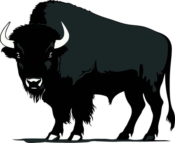 Silhouette Noire Bison Animal Illustration Vectorielle Minimaliste — Image vectorielle