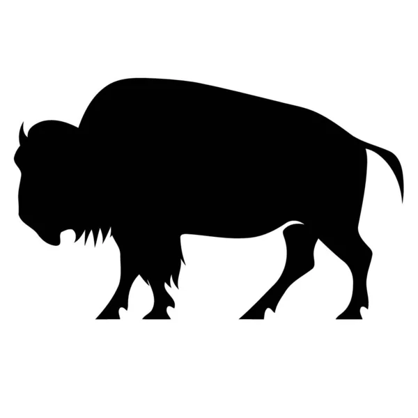 Silhouette Noire Bison Animal Illustration Vectorielle Minimaliste — Image vectorielle