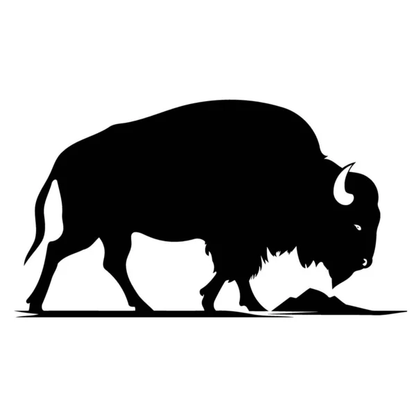 Silhueta Preta Bisonte Animal Ilustração Vetor Minimalista — Vetor de Stock