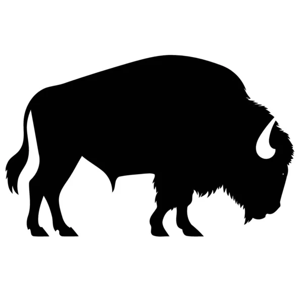 Silueta Negra Bisonte Animal Vector Minimalista Ilustración — Vector de stock