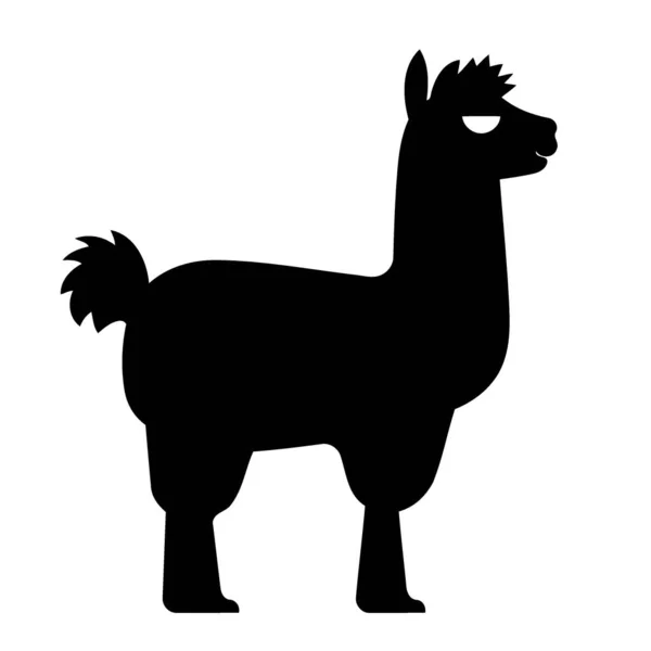 動物ラマの黒いシルエットやアルパカのミニマリストベクトルイラスト — ストックベクタ