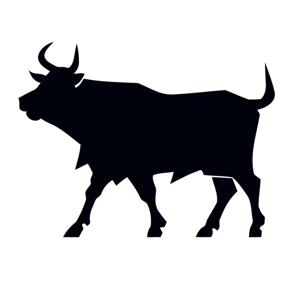Animal Mamífero Vaca Adulto Silhueta Preto Branco Vetor Ilustração Minimalista — Vetor de Stock